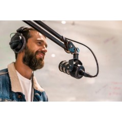 RDE PodMic Microphone -57dBVPascal Cardioid Black/Silver | Superior Sound Quality for Podcasts & Streaming